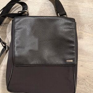 Calvin Klein Collection Black Leather Messenger Bag